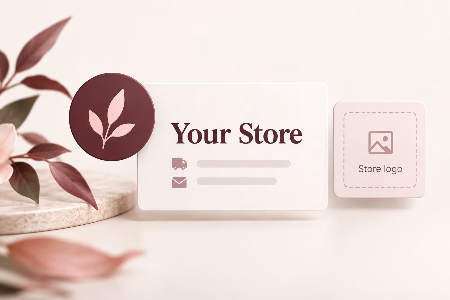 A store name card and a separate uploaded logo tile.